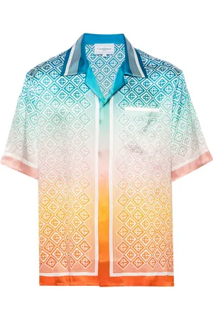 Casablanca Camisa de seda con monograma de rombo