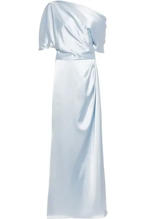 Amsale Vestido de fiesta satinado con hombros descubiertos