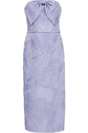Amsale Vestido midi con motivo floral en jacquard