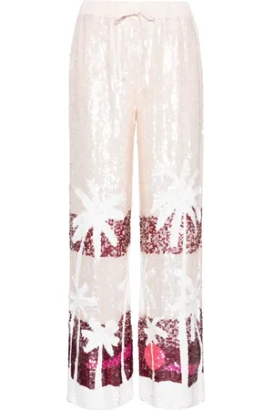 P.A.R.O.S.H. Pantalones rectos bordados con lentejuelas