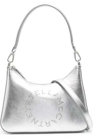 Stella McCartney Bolsa de hombro metalizada con aplique del logo