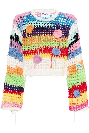 Cavia Suéter tejido de crochet con motivo de rayas