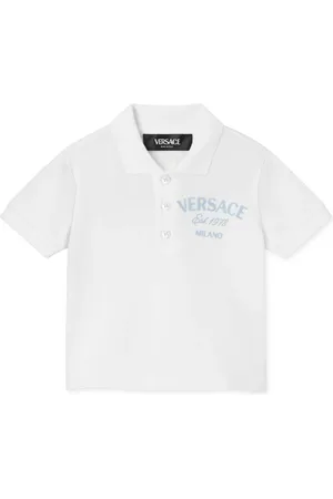 VERSACE Playera tipo polo con logo estampado