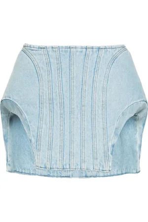 MUGLER Falda corta de mezclilla capitonada