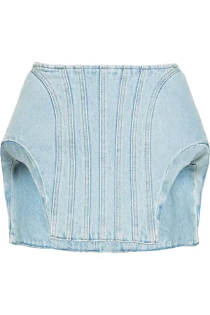 MUGLER Falda corta de mezclilla capitonada