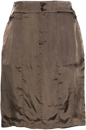 Saint Laurent Falda corta de satén con botones