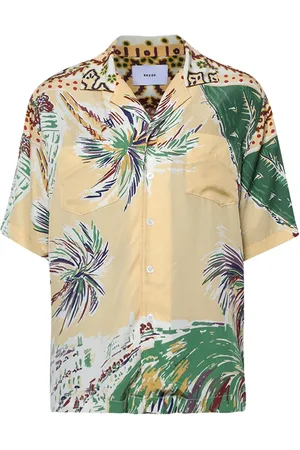 Rhude Camisa de seda con estampado de palmera