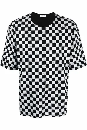 Saint Laurent Playera con estampado de cuadros
