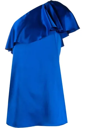 Saint Laurent Vestido de una sola manga con volantes