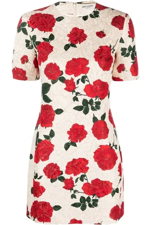 Saint Laurent Vestido corto con estampado rosa
