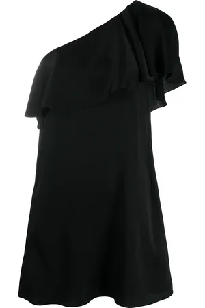 Saint Laurent Vestido con volantes y un hombro descubierto