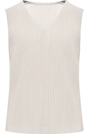 Issey Miyake Camiseta plisada con cuello redondo