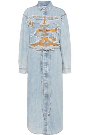 Y / PROJECT Vestido camisero de mezclilla con logo bordado