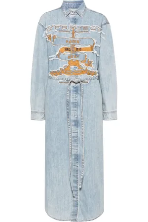Y / PROJECT Vestido camisero de mezclilla con logo bordado