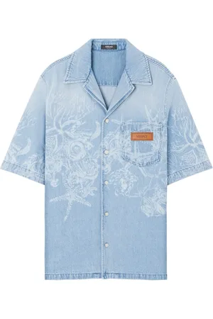 VERSACE Sobrecamisa de mezclilla Barocco Sea