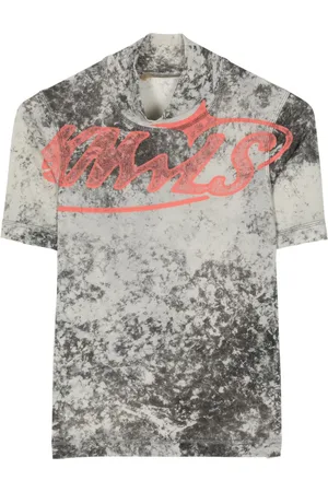 KNWLS Playera con efecto lavado y cuadros estampados