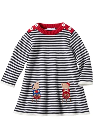 Familiar Vestido tejido con aplique de oso