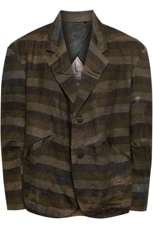 ZIGGY CHEN Blazer con rayas y efecto envejecido