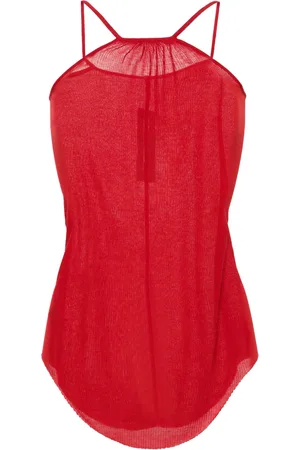 Rick Owens Camiseta de tejido fino de canalé