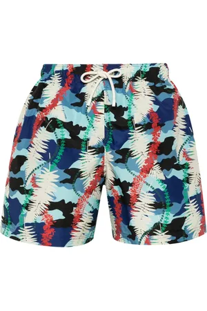 Palm Angels Shorts de playa con hojas estampadas