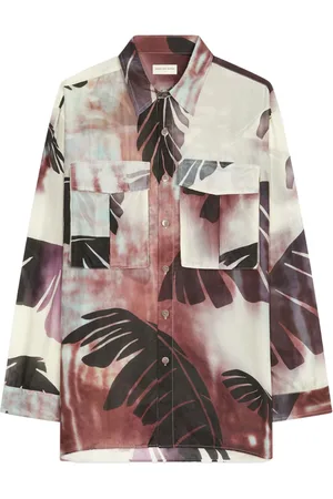 DRIES VAN NOTEN Camisa de seda estampada oversize