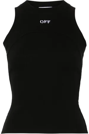 OFF-WHITE Top tejido de canalé con logo bordado