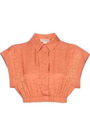 Twin-Set Camisa corta con logo en jacquard