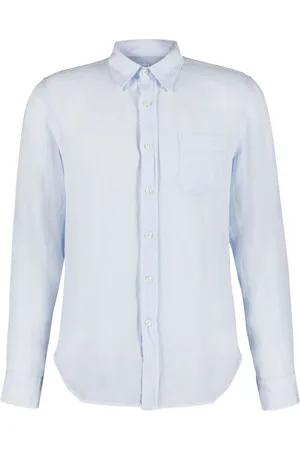 120% Lino Camisa con cuello de pico