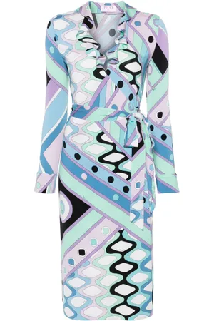 Puccini Vestido midi cruzado con motivo geométrico