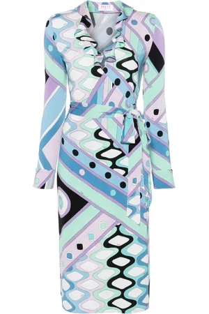 Puccini Vestido midi cruzado con motivo geométrico