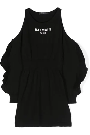 Balmain Vestido tejido con logo estampado