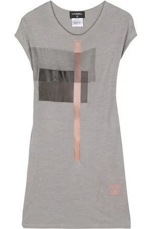 CHANEL Vestido sin mangas con estampado gráfico 2000