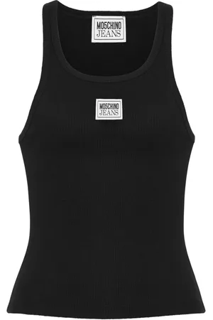 Moschino Top tejido de canalé con aplique del logo