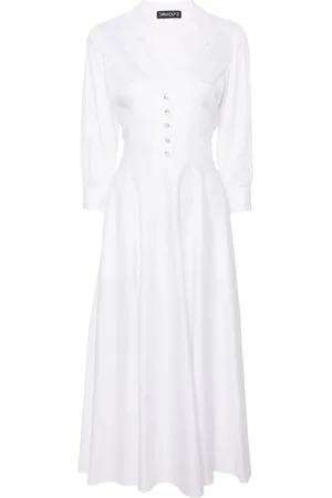 DRHOPE Vestido camisero largo con diseño acampanado