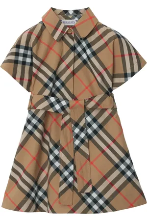 Burberry Vestido camisero con estampado de cuadros
