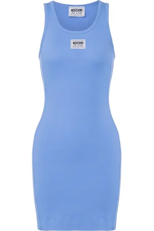Moschino Vestido corto de canalé con aplique del logo
