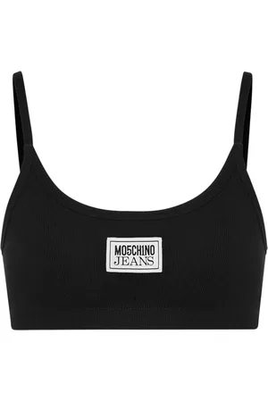 Moschino Top tejido de canalé con aplique del logo