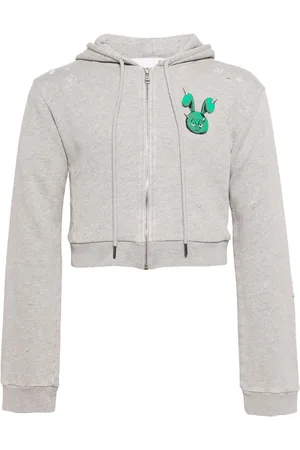 Natasha Zinko Hoodie corta con estampado gráfico y cierre
