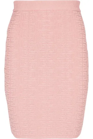 Balmain Falda corta con diseño tejido con motivo PB en intarsia