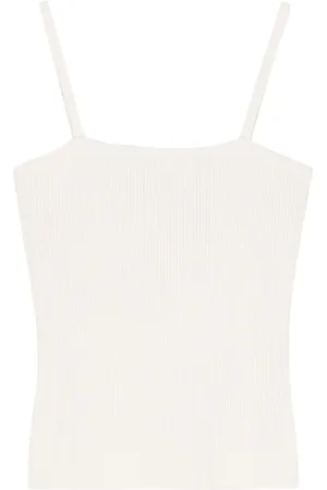 Rohe Camiseta tejida de canalé con cuello cuadrado