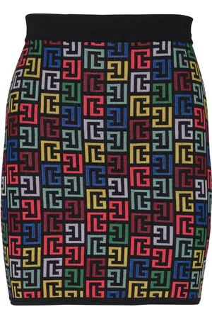 Balmain Falda corta con diseño tejido con motivo PB en intarsia