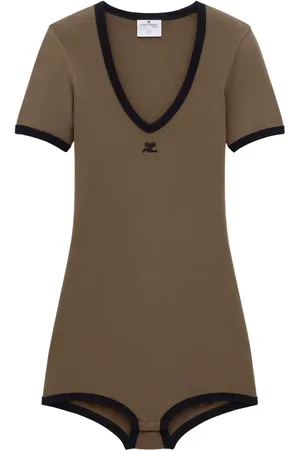 Courrèges Jumpsuit corto con ribetes en contraste
