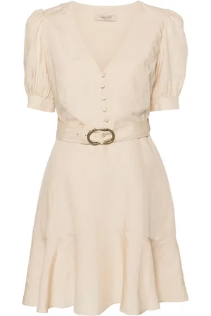 Twin-Set Vestido midi con diseño acampanado y mangas farol
