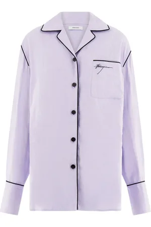 Salvatore Ferragamo Camisa de pijama con logo bordado