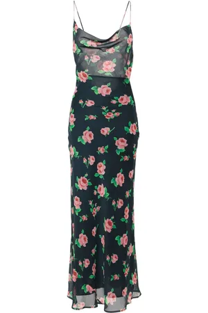 ROTATE Vestido largo con estampado de rosa