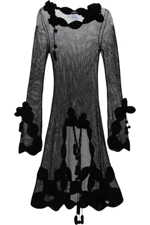 CHANEL Vestido semitransparente con aplique floral