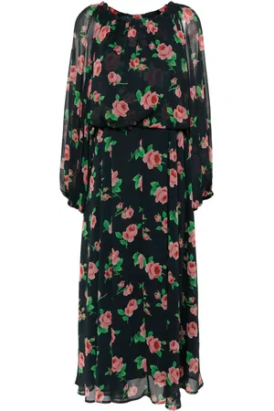 ROTATE Vestido largo de gasa con estampado floral