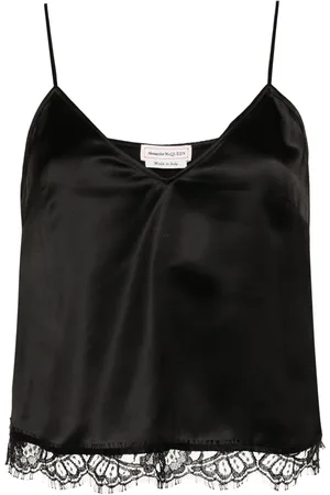 Alexander McQueen Top corto con ribete de encaje