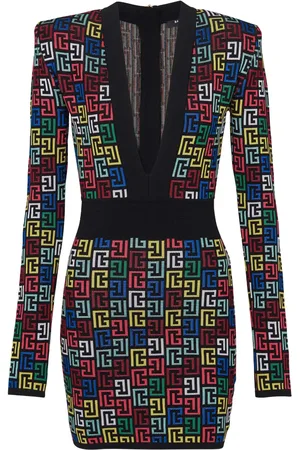 Balmain Vestido tejido en intarsia corto