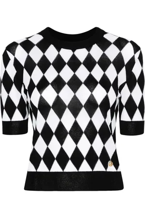 Balmain Playera tejida con motivo de rombos